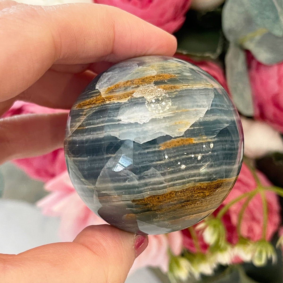 Rare Lemurian Aquatine Calcite Crystal Sphere