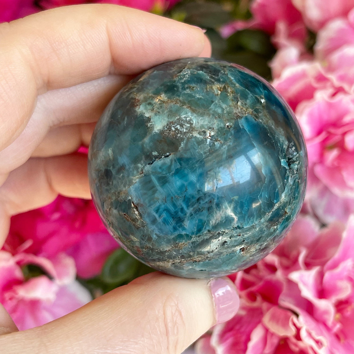Blue Apatite Crystal Sphere