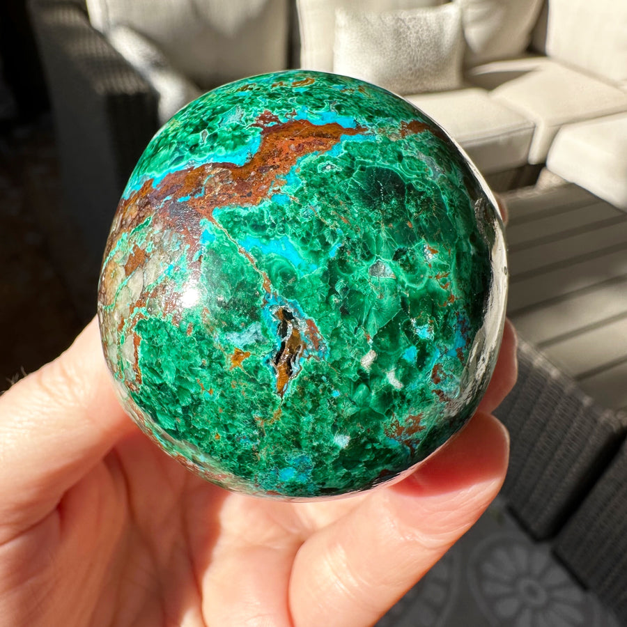 Chrysocolla and Malachite Magical Child Crystal Skull Carved by Leandro de Souza