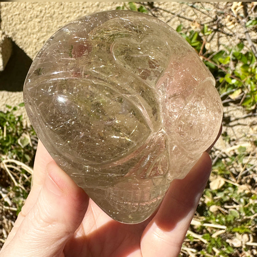 Golden Rutile Citrine Starchild Crystal Skull Carved by Leandro de Souza