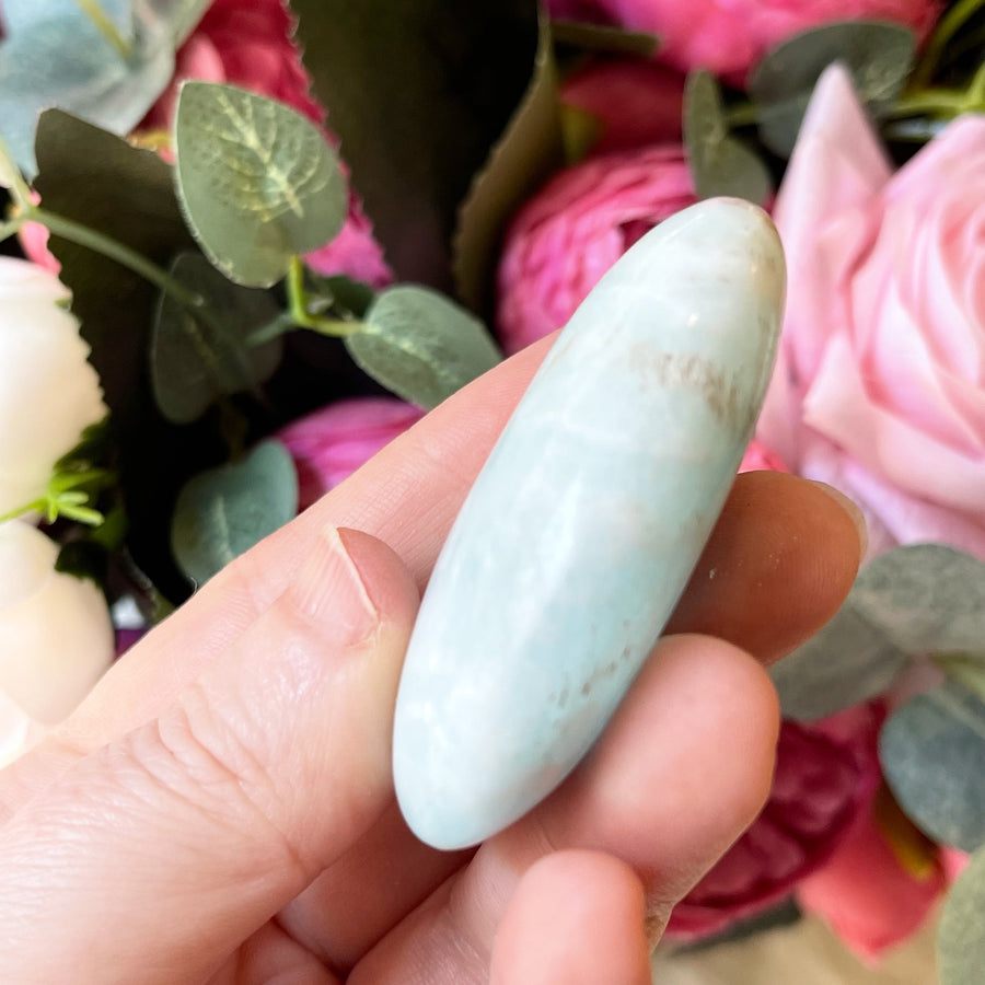 Blue Aragonite Crystal Palm Stone