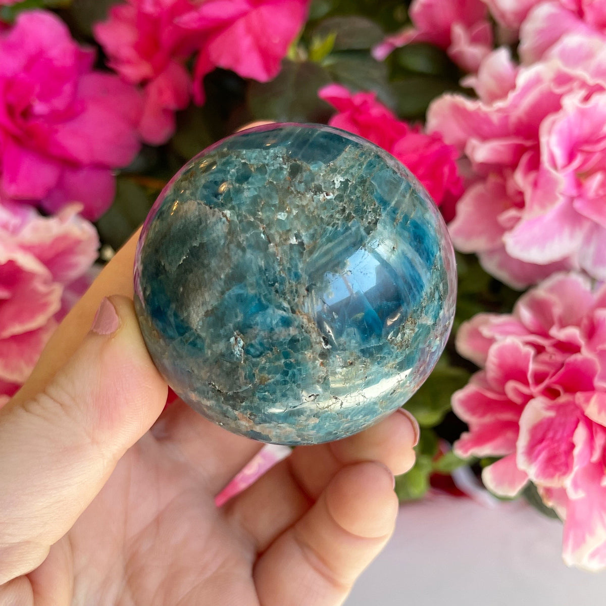 Blue Apatite Crystal Sphere