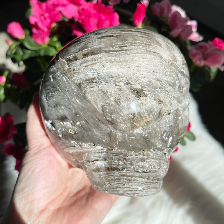 Special Layered Chlorite Magical Child Crystal Skull Carved by Leandro de Souza