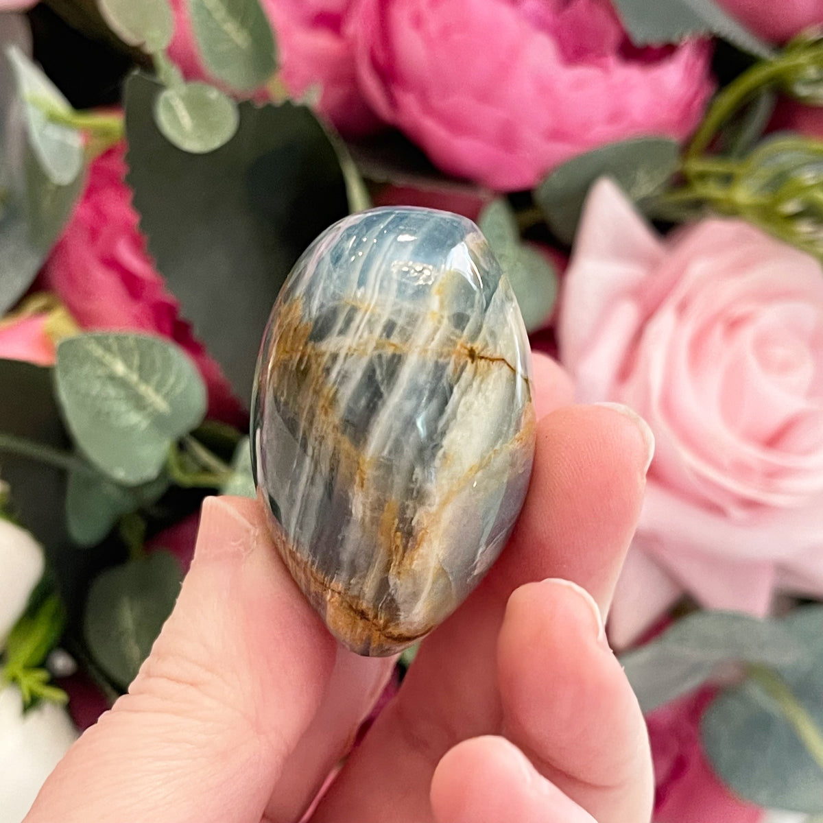 Lemurian Aquatine Calcite Gemstone Heart Grade AA