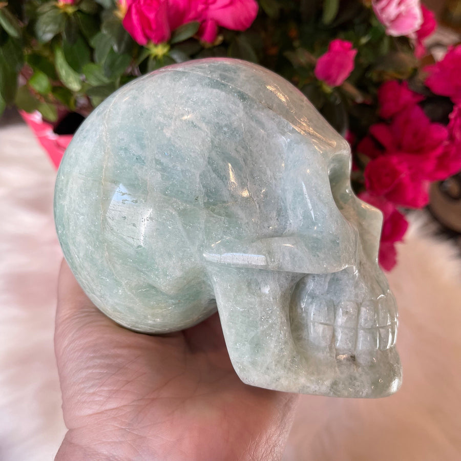 Aquamarine Crystal Skull Carved by Leandro de Souza