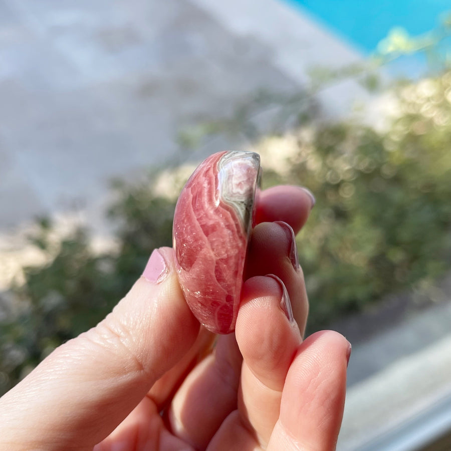 Gemstone Rhodochrosite Crystal Heart Carving