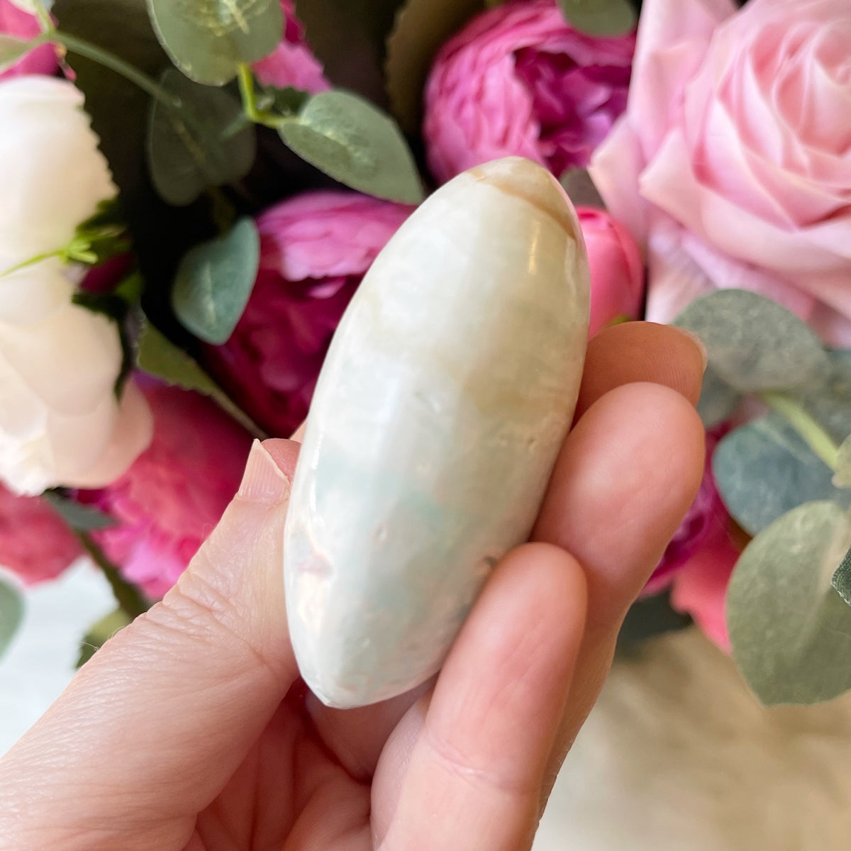 Blue Aragonite Crystal Palm Stone