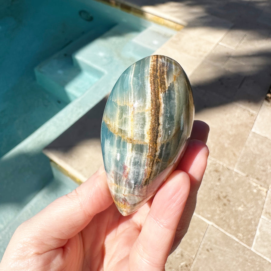 Large Lemurian Aquatine Calcite Crystal Heart