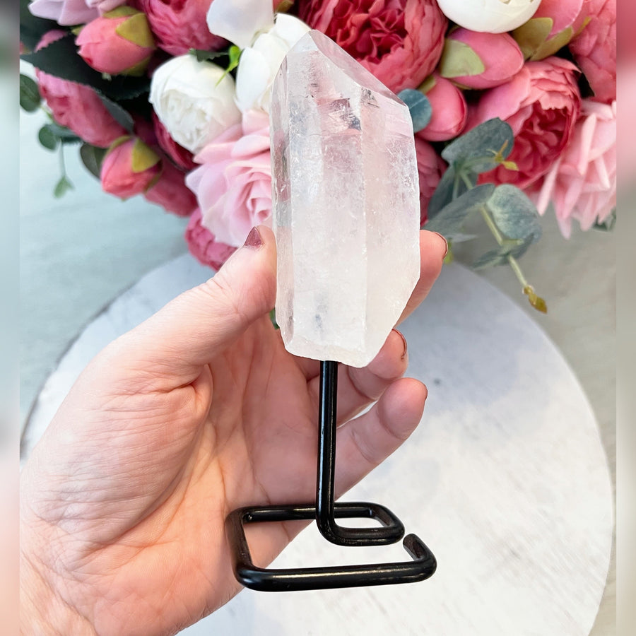 Raw Quartz Point on Metal Stand