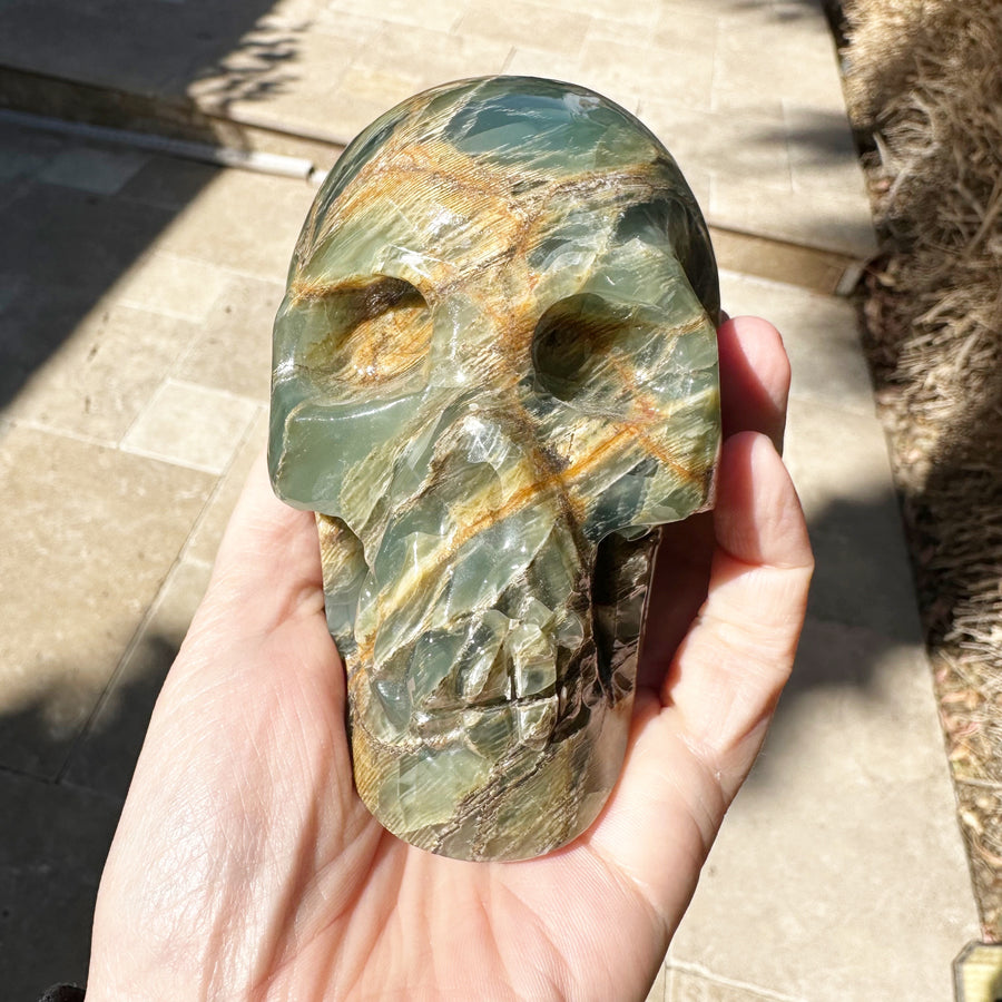 Rare Lemurian Aquatine Calcite Crystal Skull