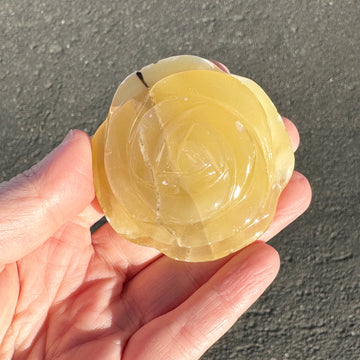 Honey Calcite Crystal Rose Carving