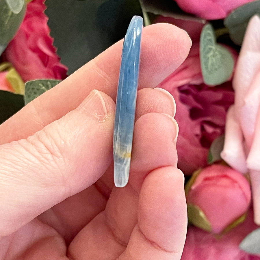 Lemurian Aquatine Calcite Angel Wing Pendant