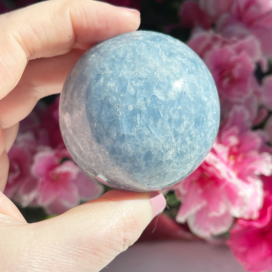 Angelic Blue Calcite Crystal Sphere