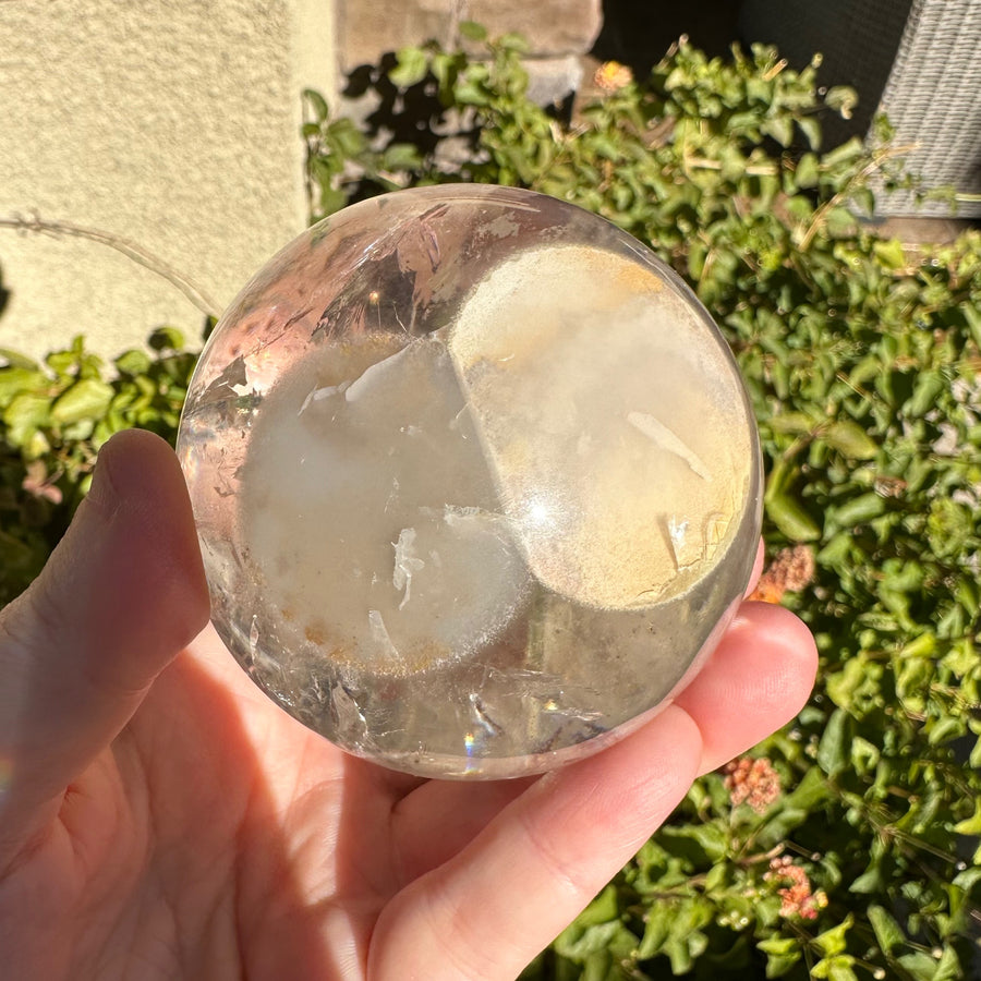 Lemurian Quartz Crystal Sphere with Rainbows