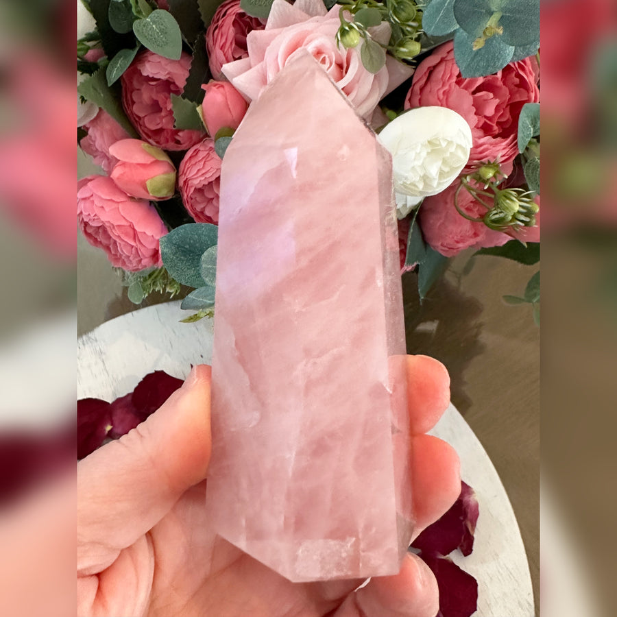 Rose Quartz Crystal Tower