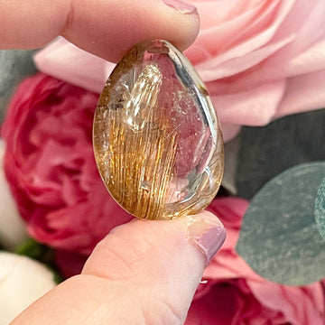 Stunning Golden Rutile in Quartz Crystal Pendant
