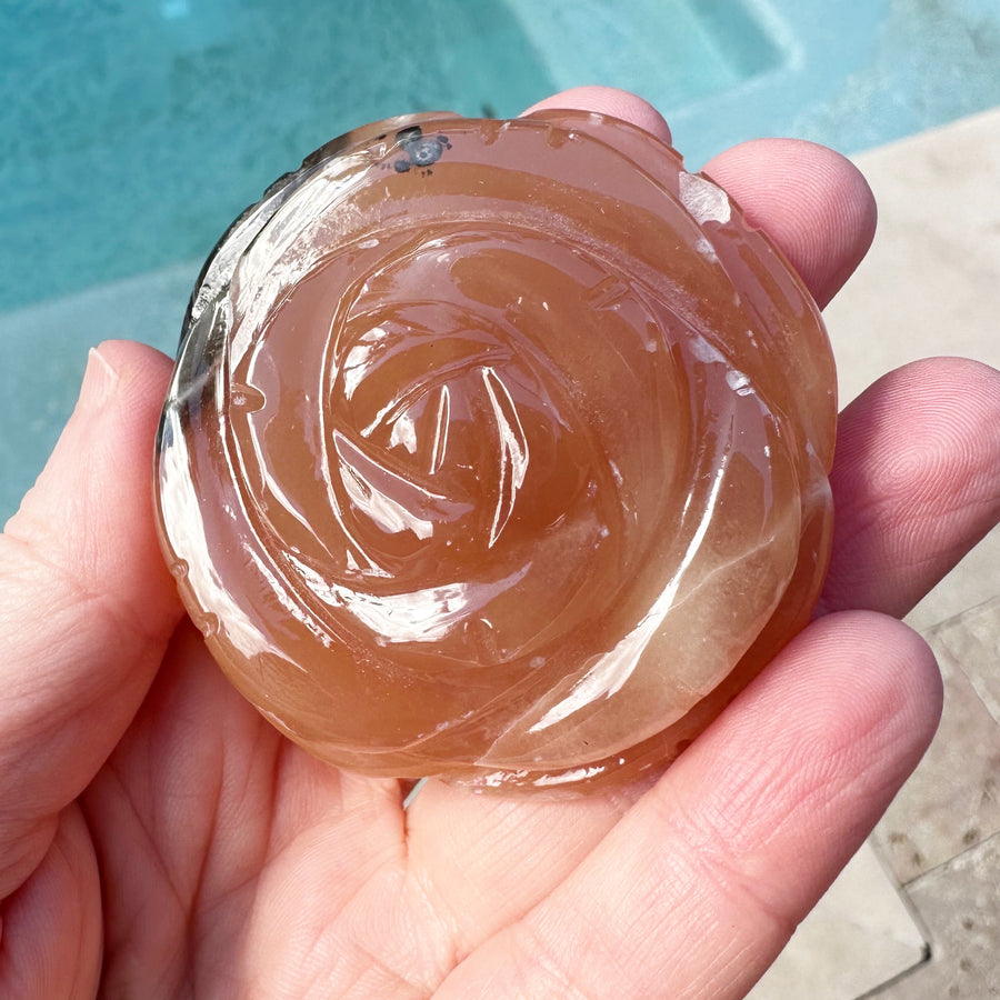 Calcite Crystal Rose Carving