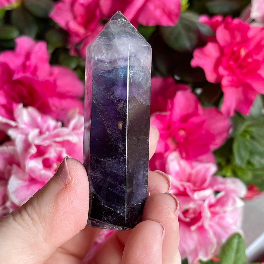 Purple Rainbow Fluorite Crystal Generator Tower