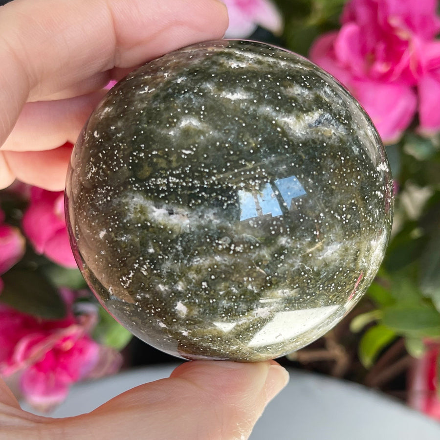 Ocean Jasper Crystal Sphere with Druzy Pockets