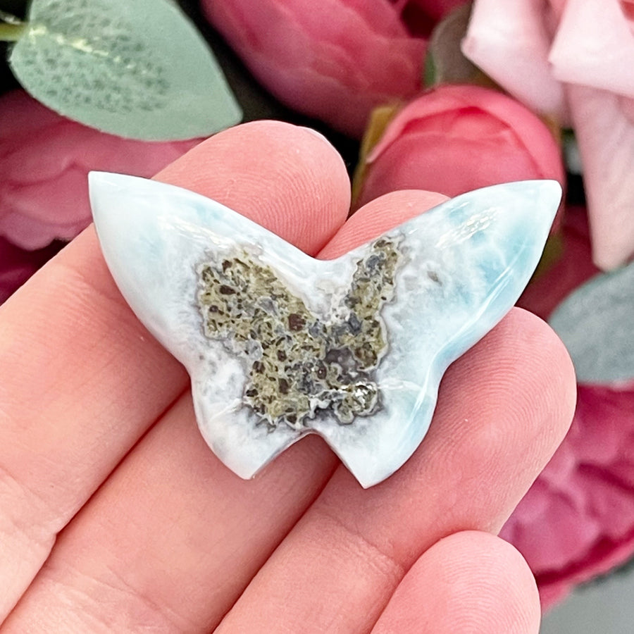 Natural Larimar Crystal Butterfly Grade A