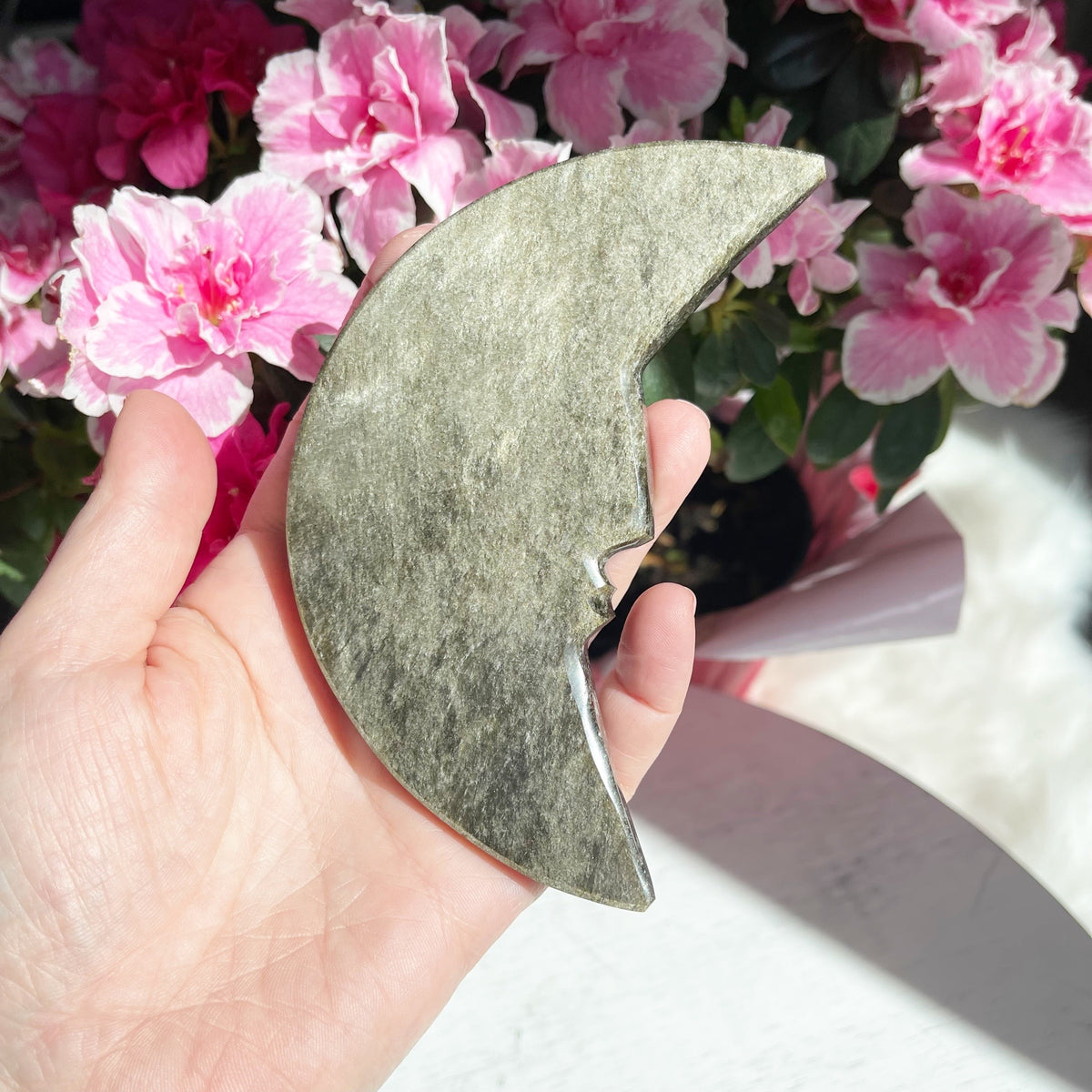 Large Gold Sheen Obsidian Moon