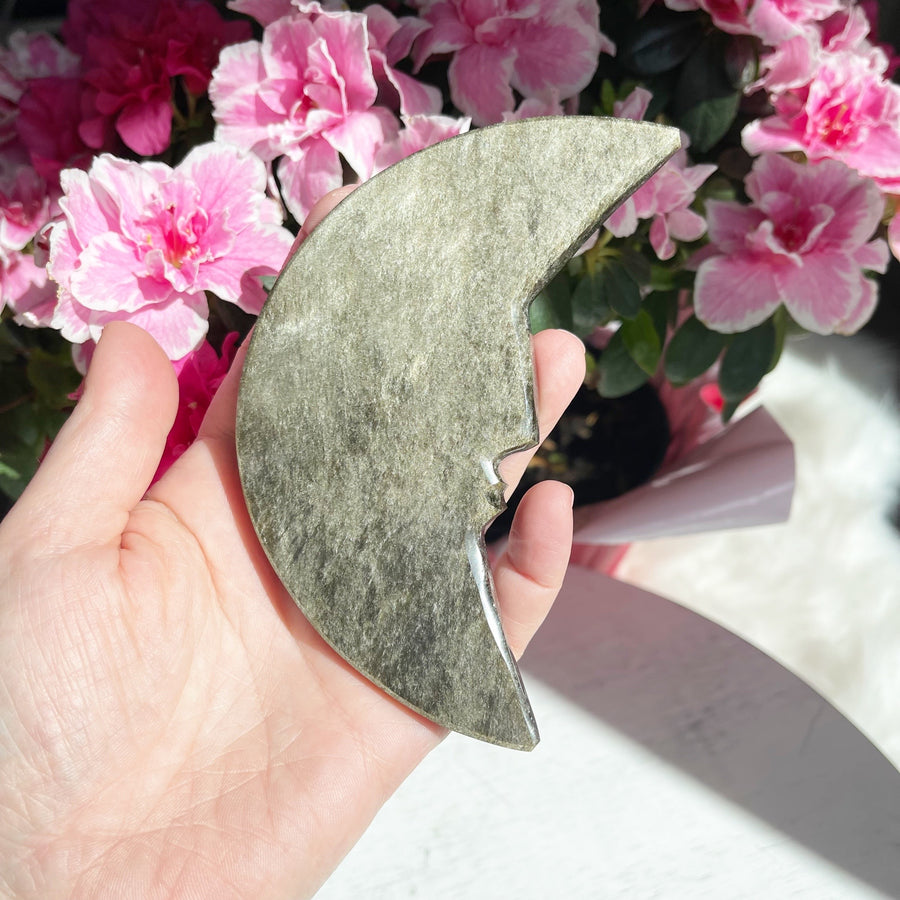Large Gold Sheen Obsidian Moon
