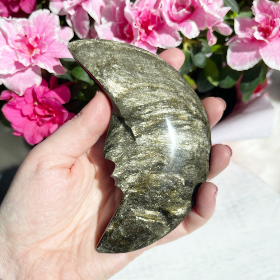 Large Gold Sheen Obsidian Moon