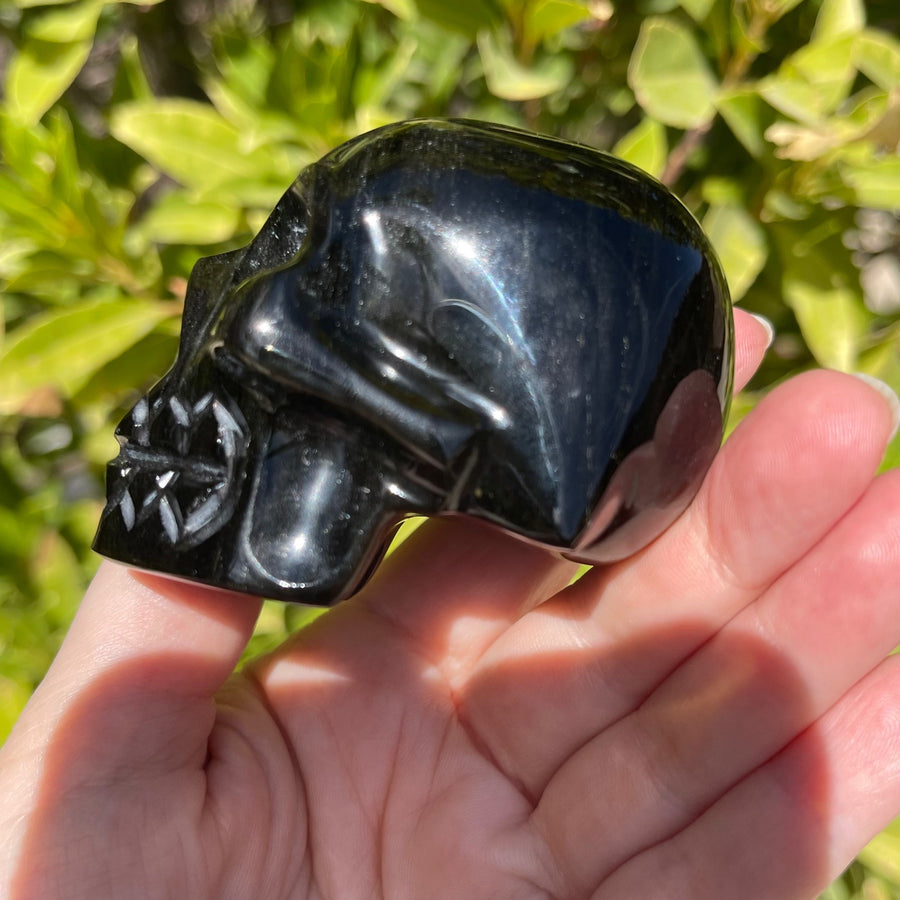 Gold Sheen Obsidian Crystal Skull