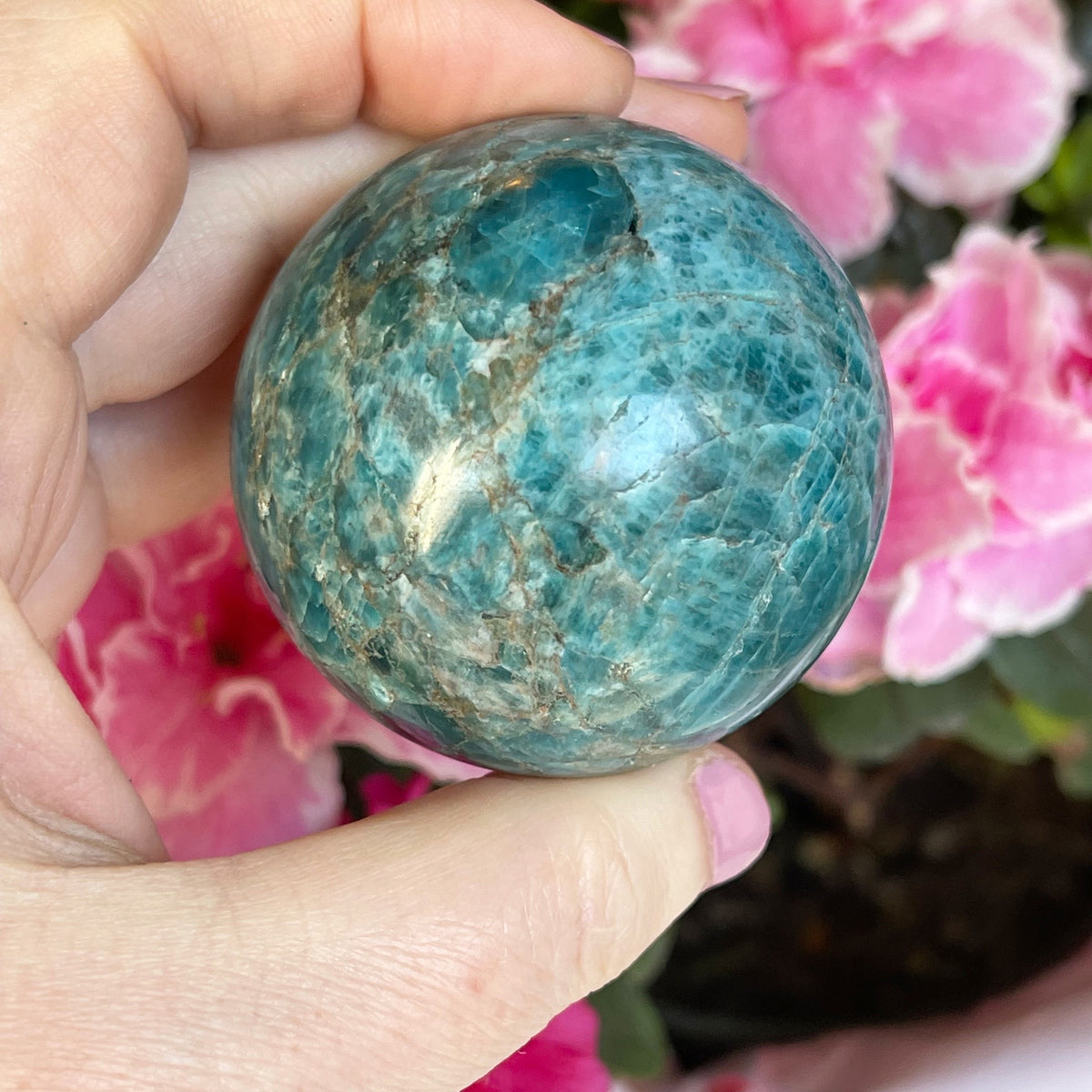 Blue Apatite Crystal Sphere