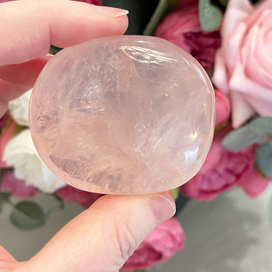 Rose Quartz Crystal Palm Stone