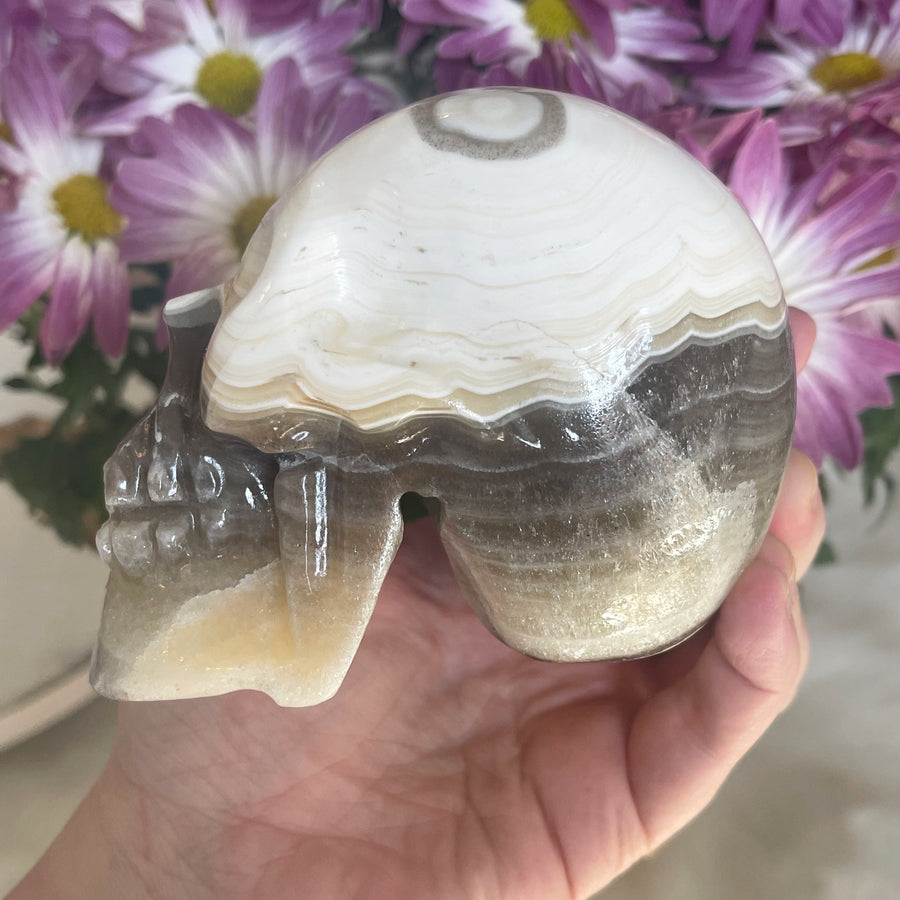 Banded Calcite Crystal Skull