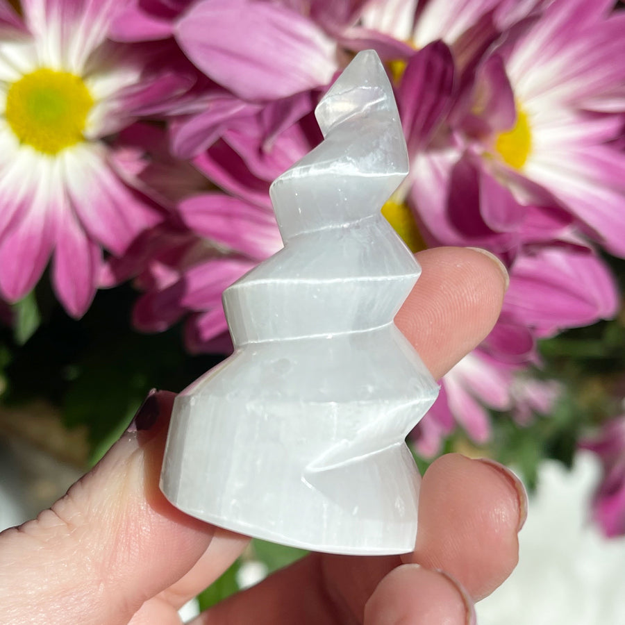 Flashy Selenite Mini Spiral Unicorn Horn Towers (5 pieces)