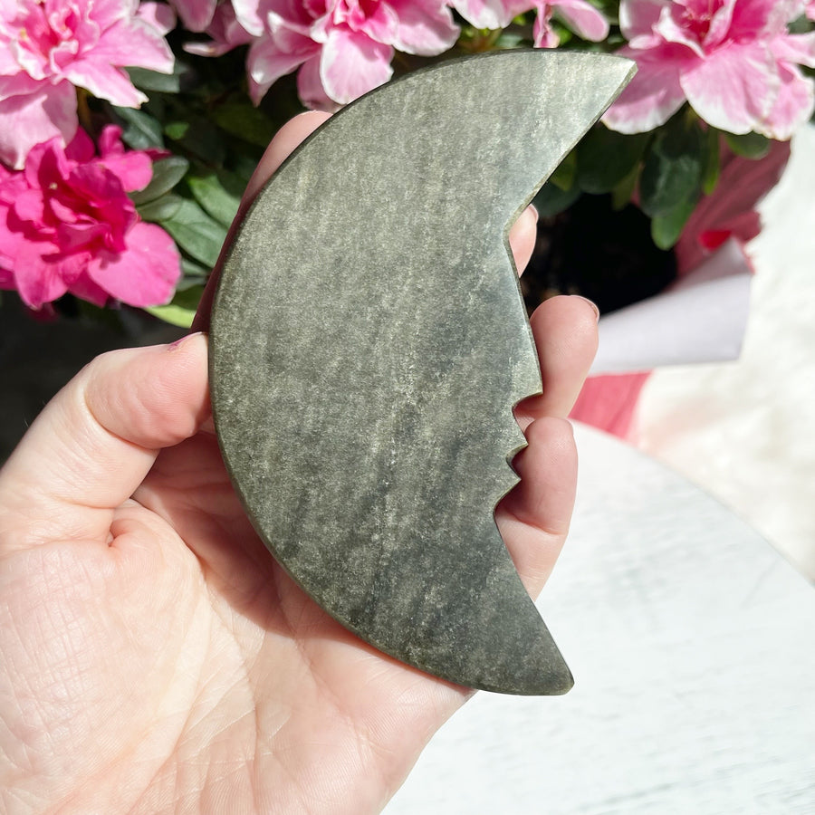Large Gold Sheen Obsidian Moon