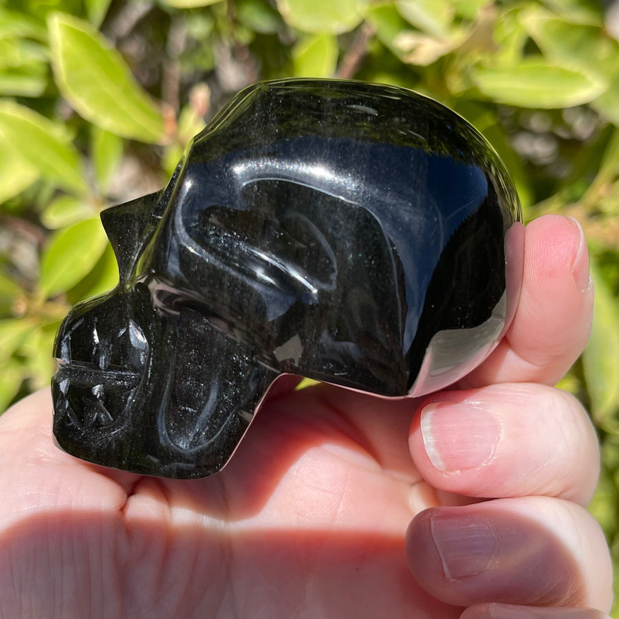 Gold Sheen Obsidian Crystal Skull