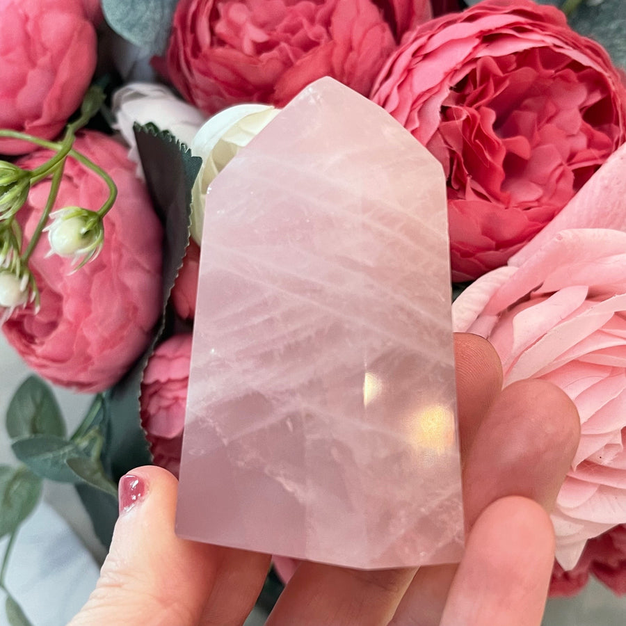 Rose Quartz Crystal Tower