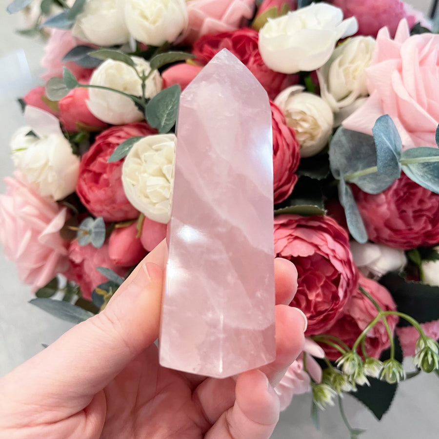 Rose Quartz Crystal Tower