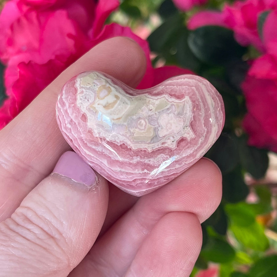 Rhodochrosite Crystal Heart Carving Grade A