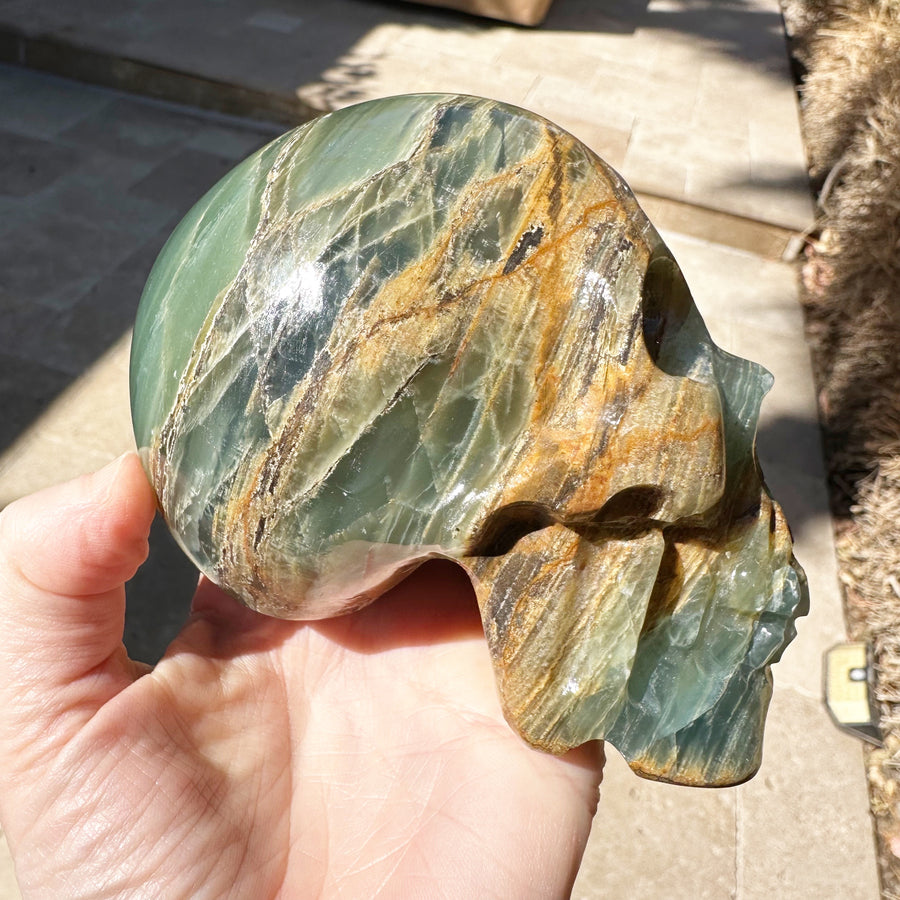 Rare Lemurian Aquatine Calcite Crystal Skull