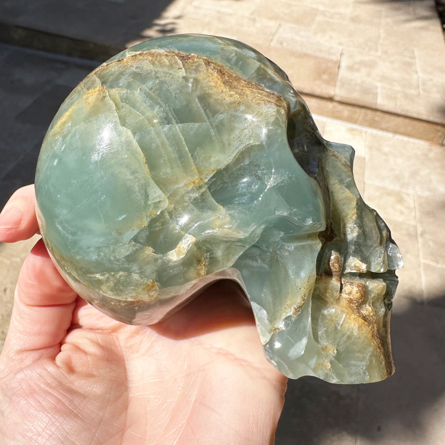 Rare Lemurian Aquatine Calcite Crystal Skull