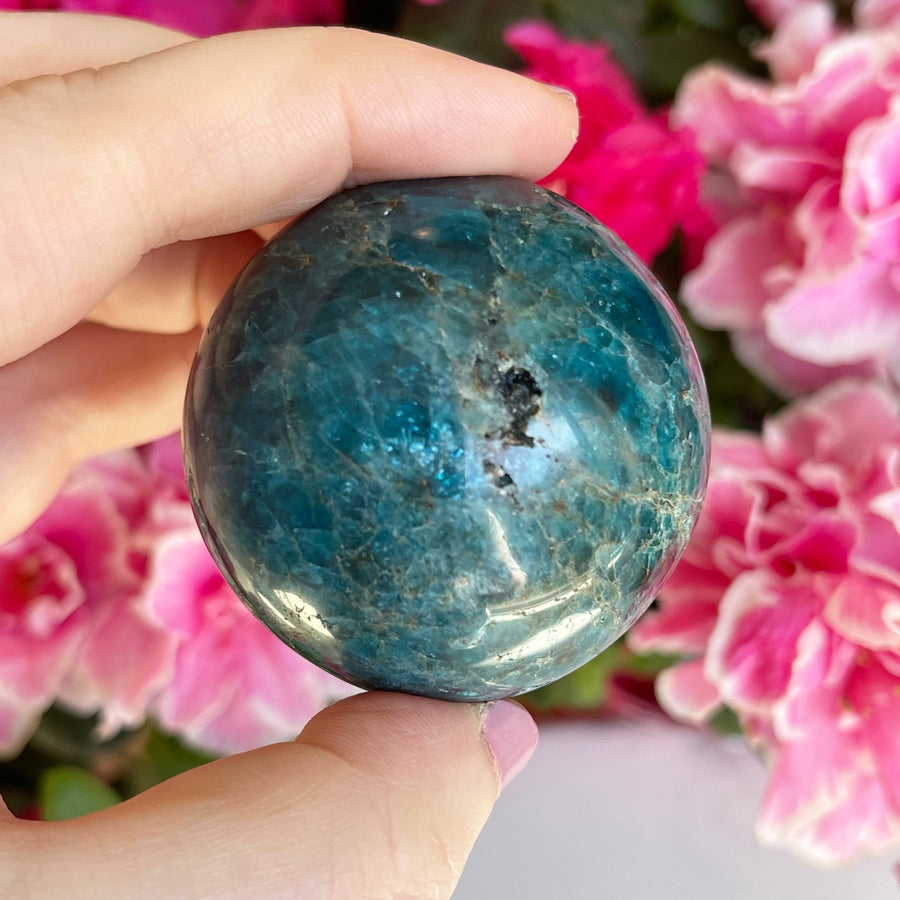 Blue Apatite Crystal Sphere