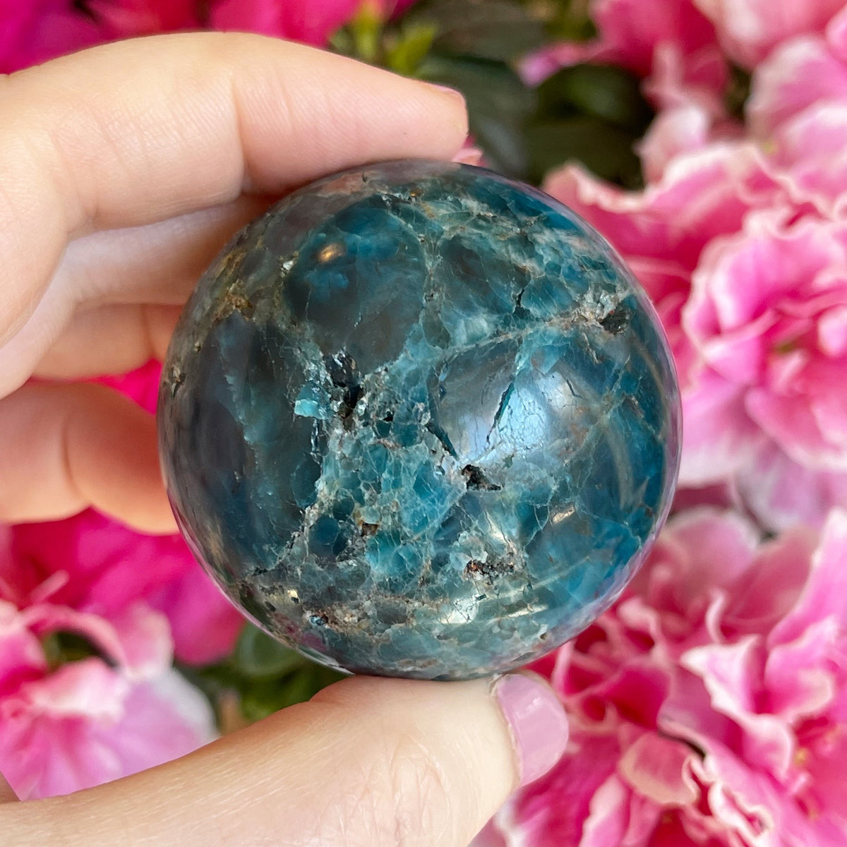 Blue Apatite Crystal Sphere