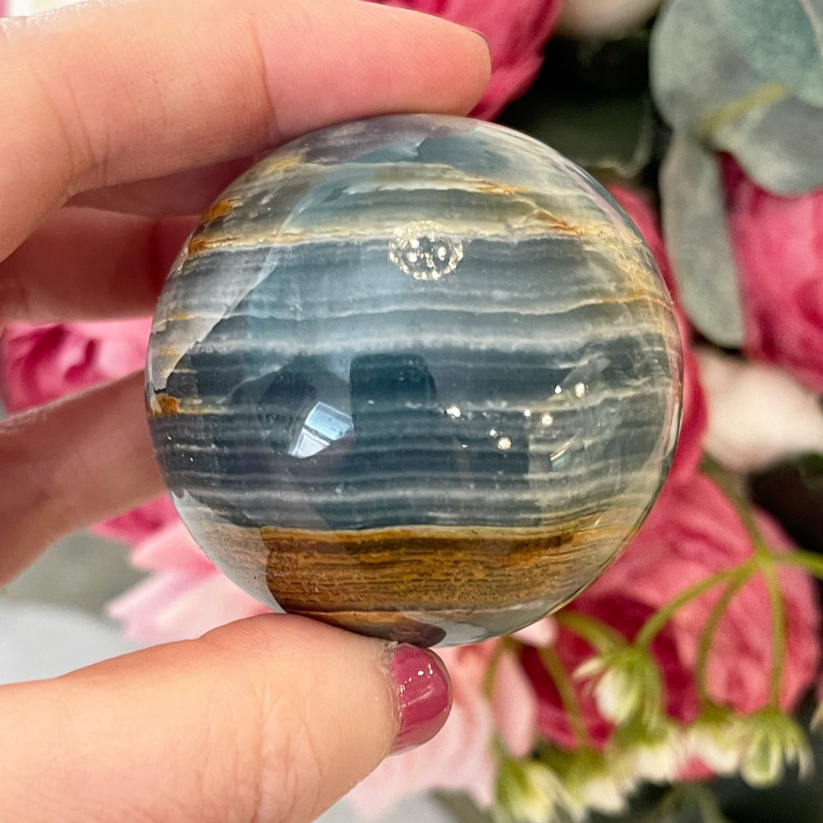 Rare Lemurian Aquatine Calcite Crystal Sphere
