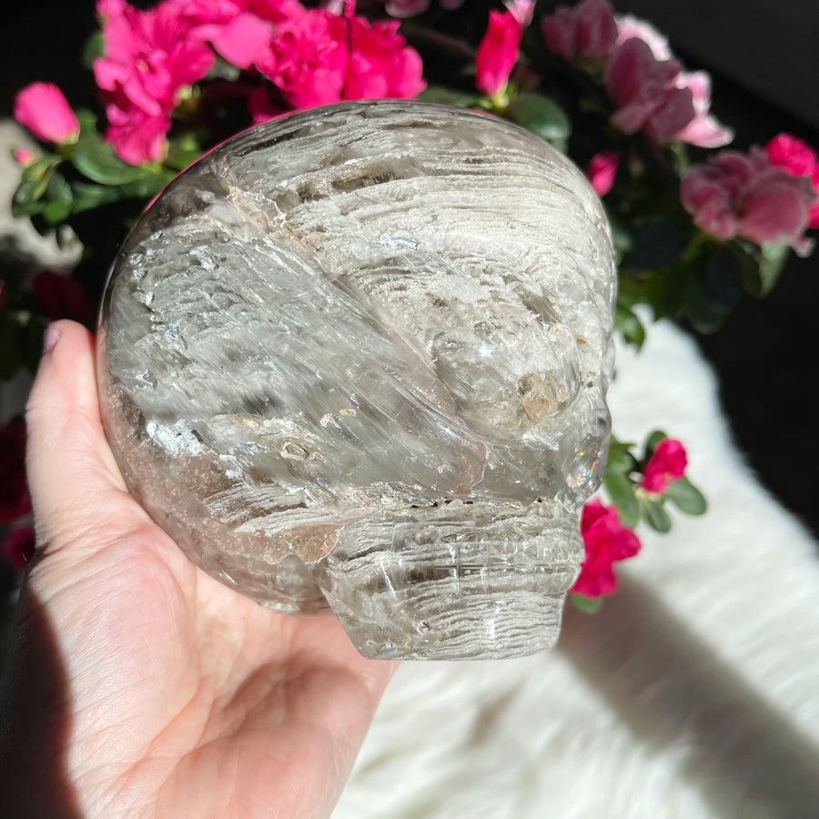 Special Layered Chlorite Magical Child Crystal Skull Carved by Leandro de Souza