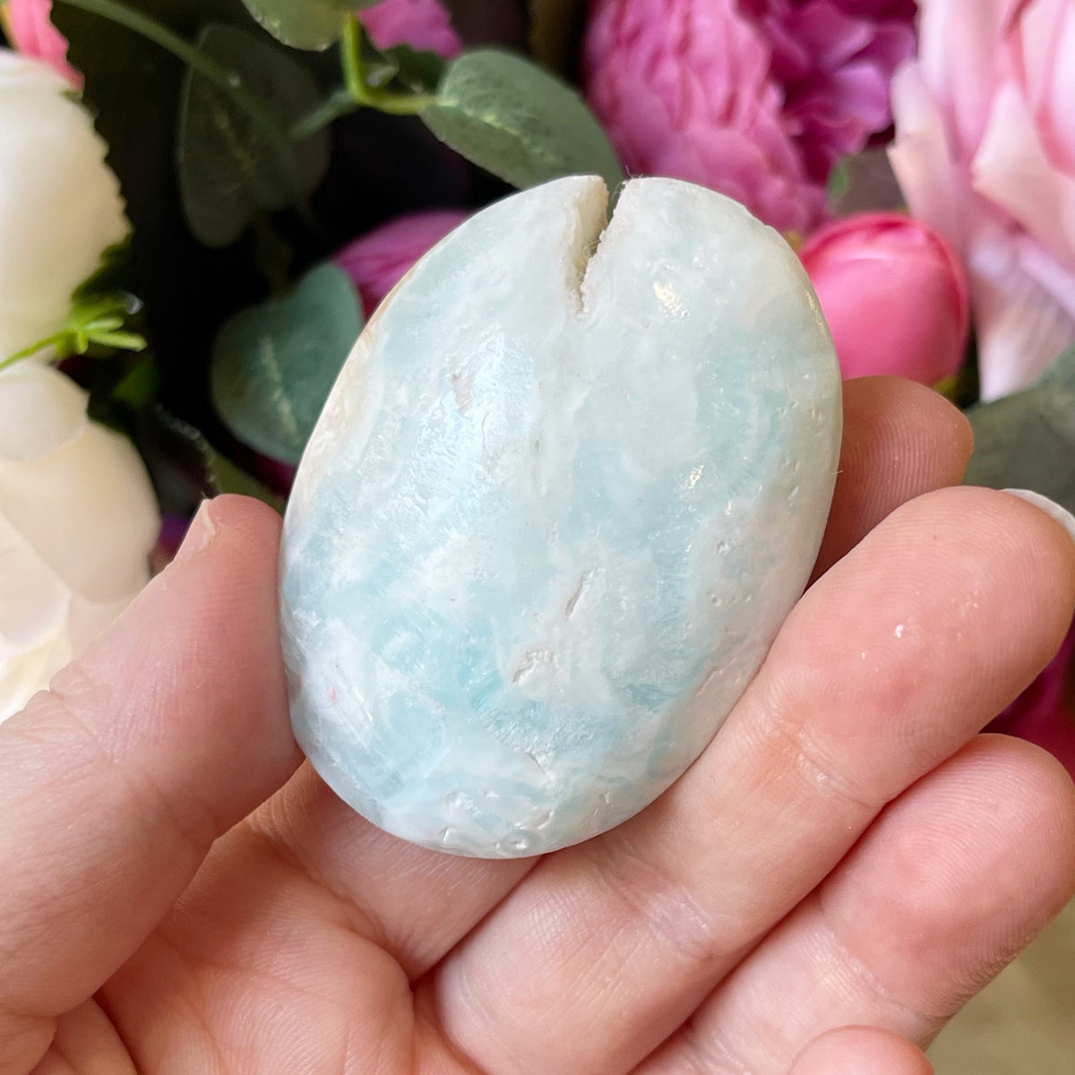 Blue Aragonite Crystal Palm Stone