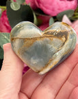 Lemurian Aquatine Calcite Gemstone Heart Grade AA
