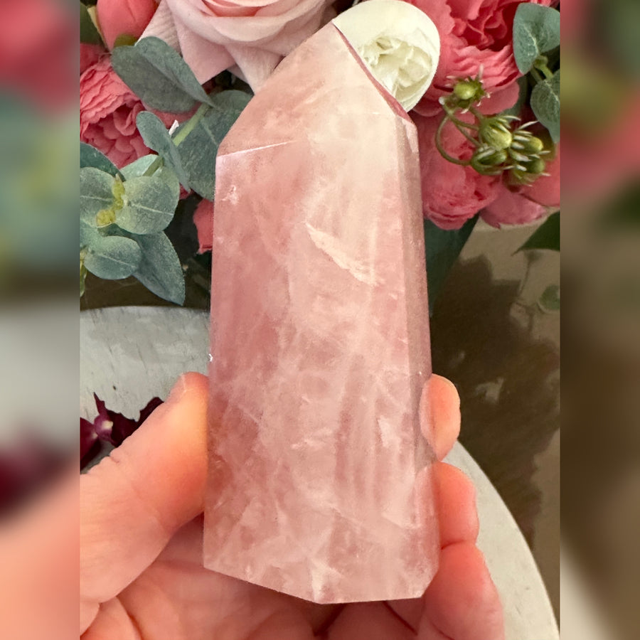 Rose Quartz Crystal Tower