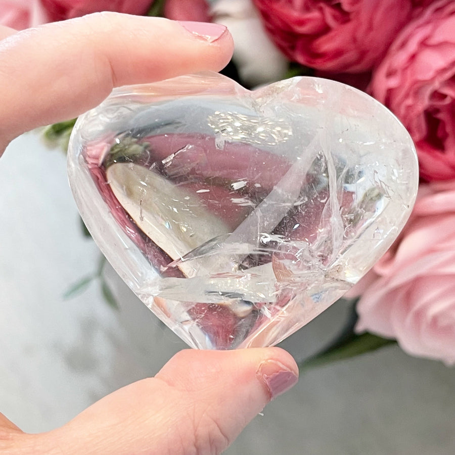 Clear Quartz Crystal Heart with Rainbows