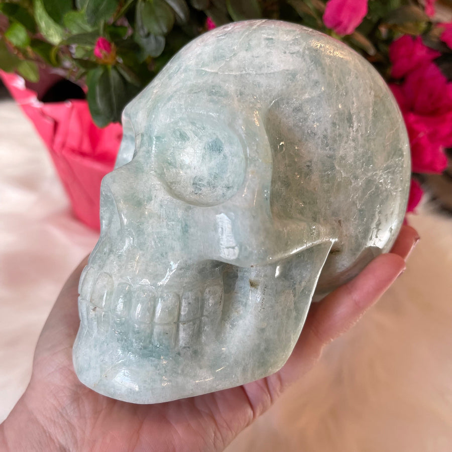 Aquamarine Crystal Skull Carved by Leandro de Souza