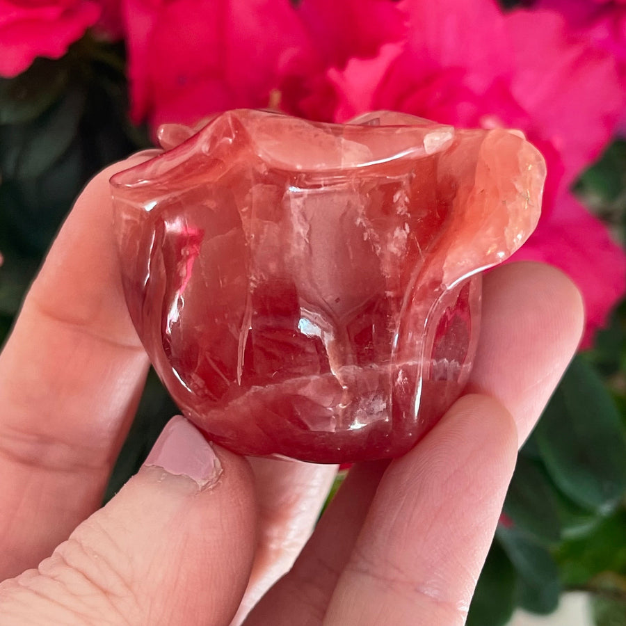 Gemstone Rhodochrosite Crystal Rose Carving