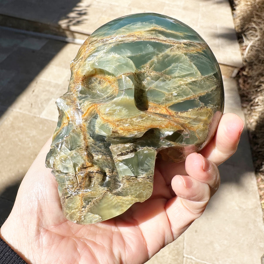 Rare Lemurian Aquatine Calcite Crystal Skull